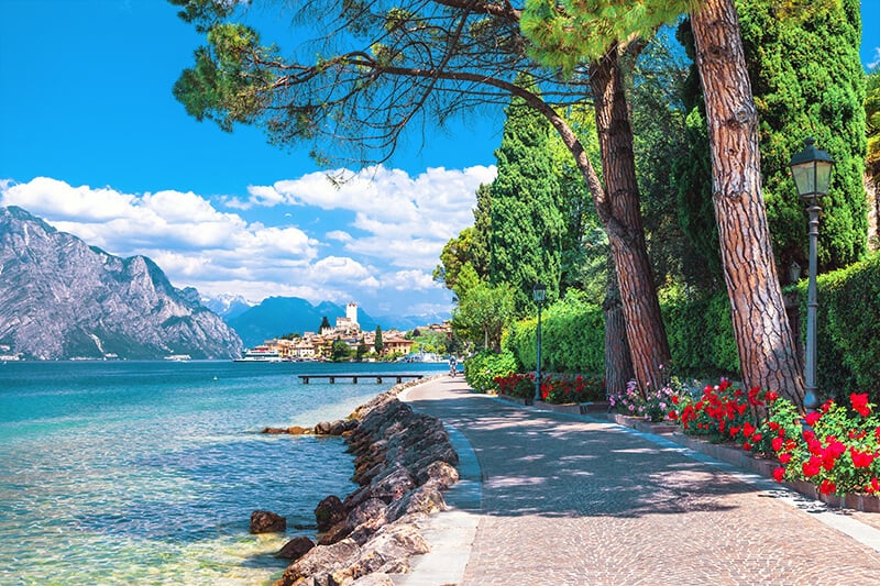 Awesome view of a small town on Garda Lake