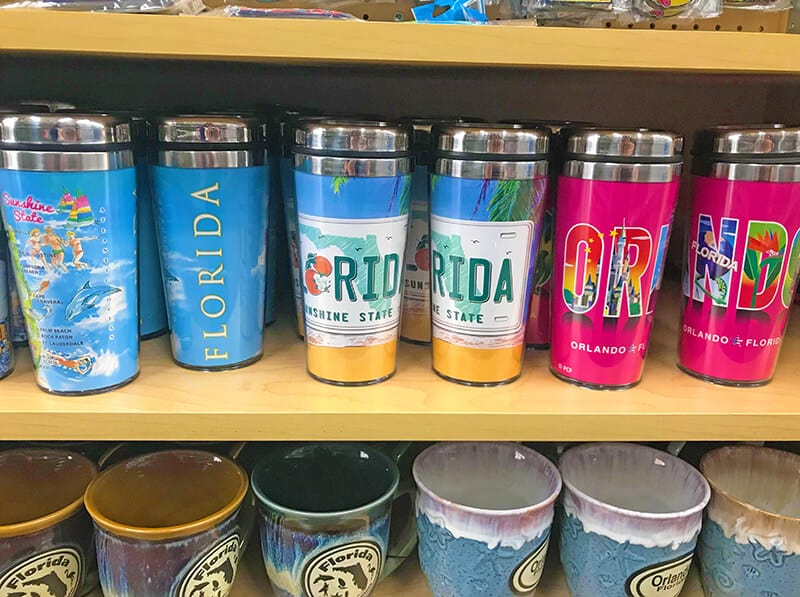 Florida souvenir shop selling Florida coffee mugs