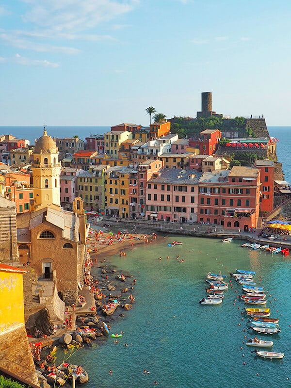 View of Vernazza at Cinque Terre from above