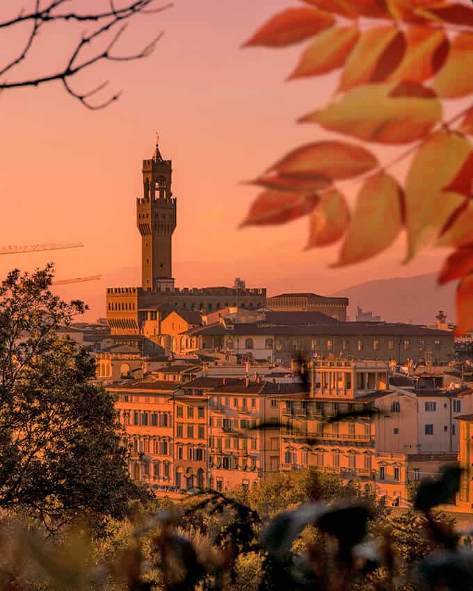 Florence seen from above at sunset