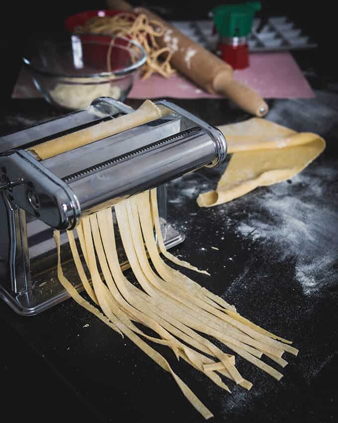 Making tagliatelle pasta the Italian way