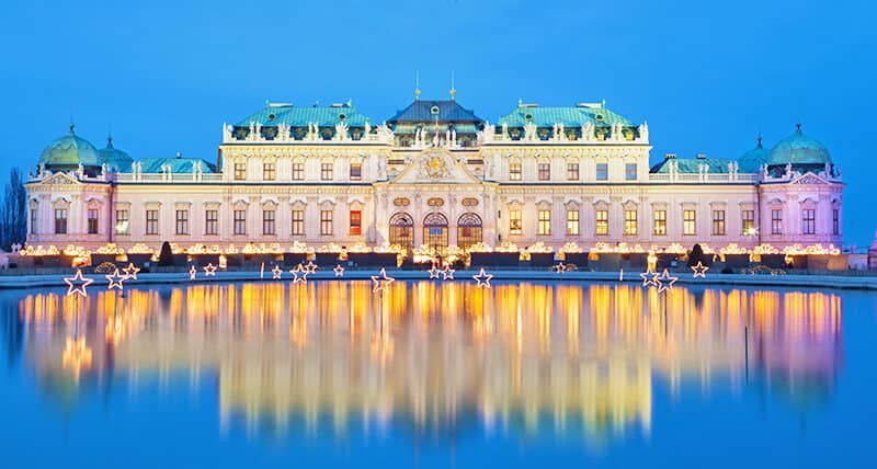 Il Palazzo del Belvedere a Vienna a dicembre