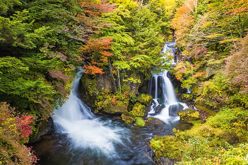 Ryuzu Falls in autumn in Japan