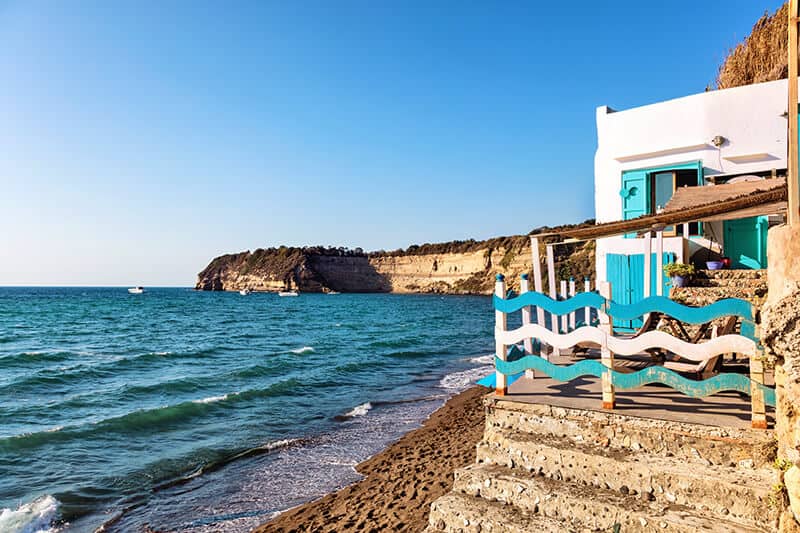 Restaurant by the sea at Ciraccio Beach in Procida (Italy)