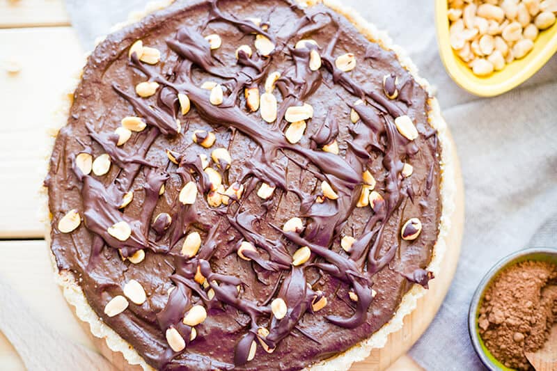 Nutella pizza with chopped hazelnuts on the top