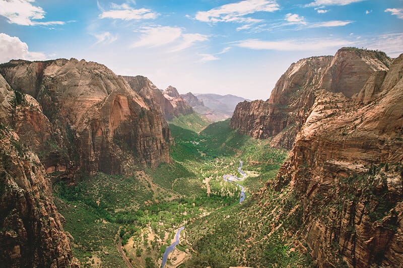 Vallata verde al parco nazionale americano di Zion in primavera