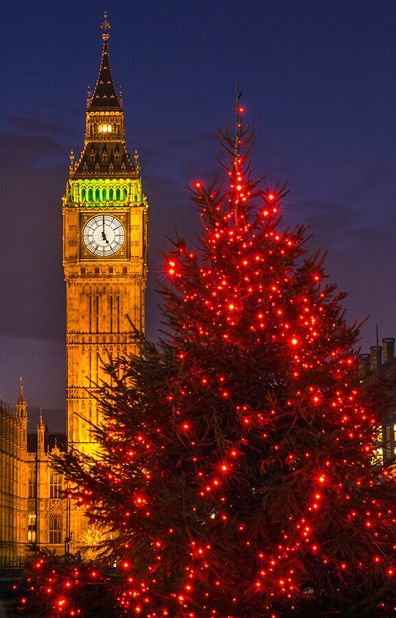 Albero di Natale davanti Big Ben 