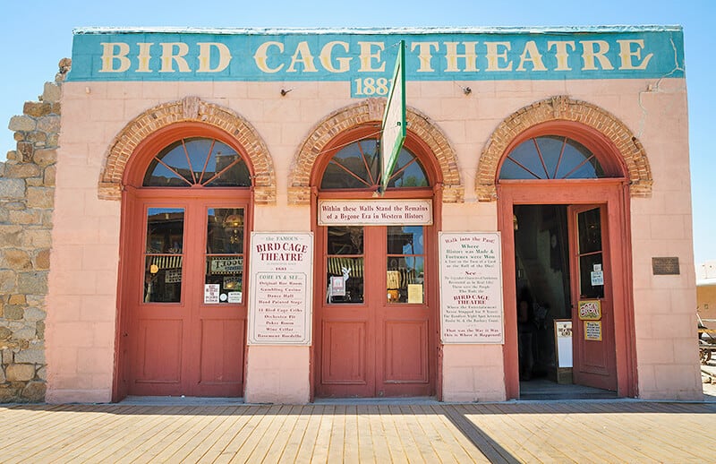 View of the Bird Cage Theatre in Tombstone, State of Arizona