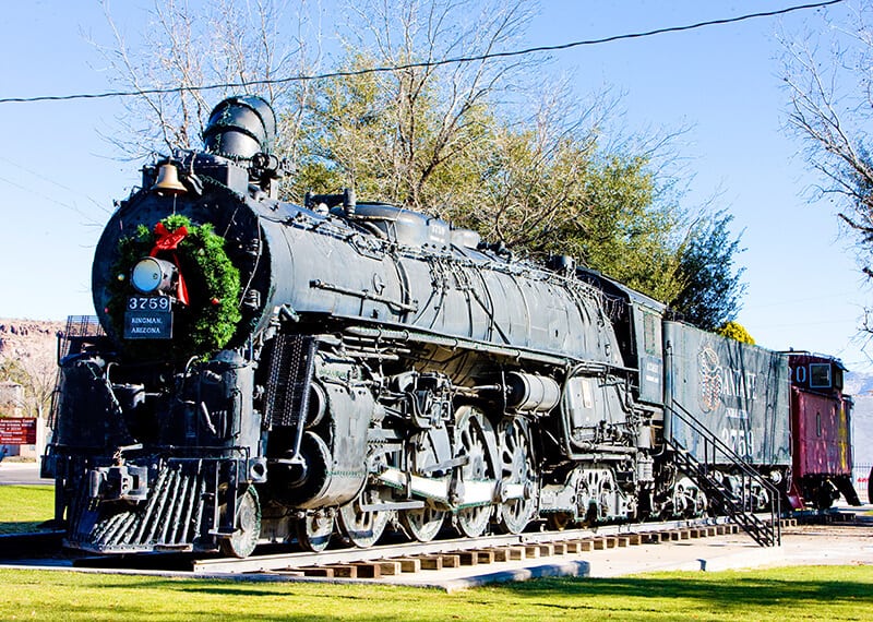 Vintage locomotive in Kingman on an Arizona road trip