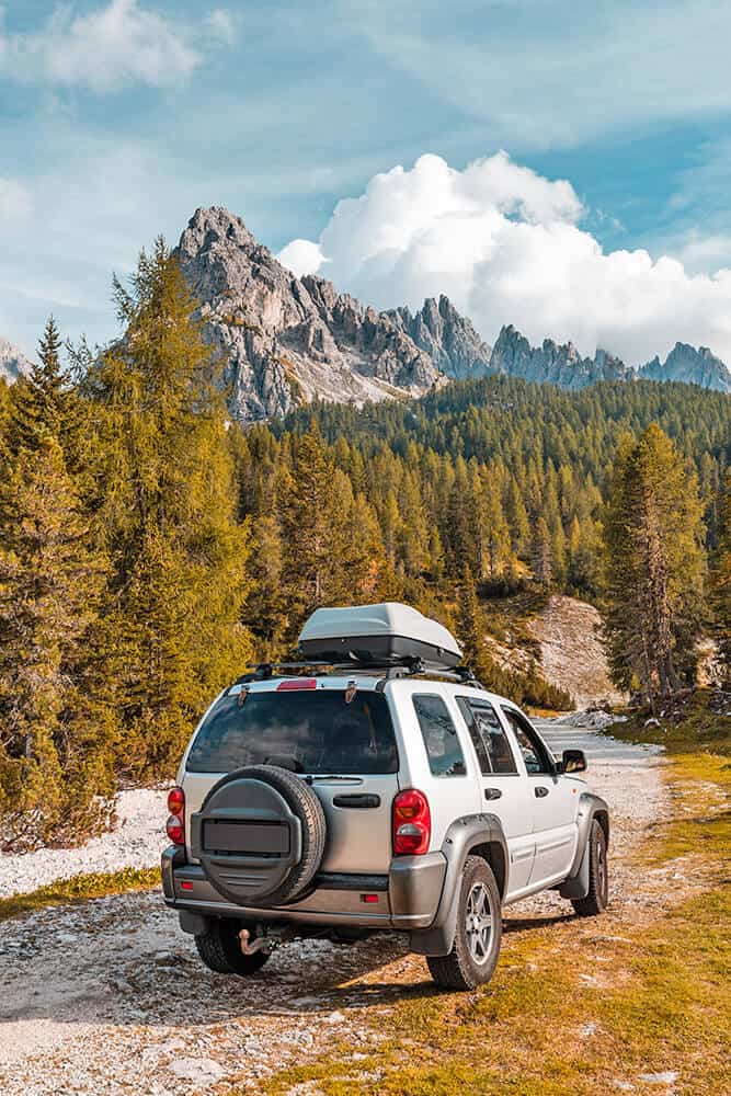 SUV parked in a forest in the US