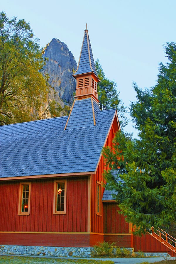 Yosemite Chapel at sunset