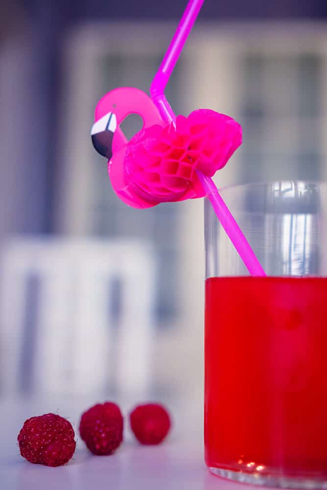 Flamingo straw in a cocktail