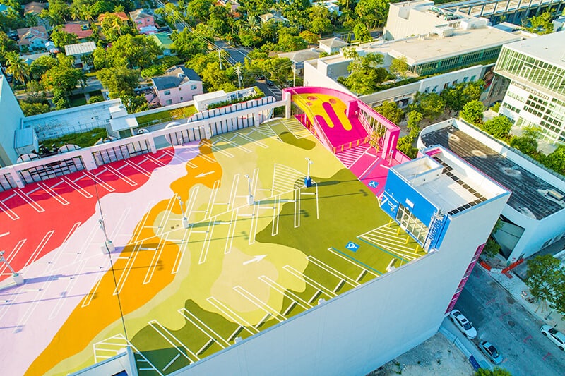 Colorful roof at Miami Museum Garage 