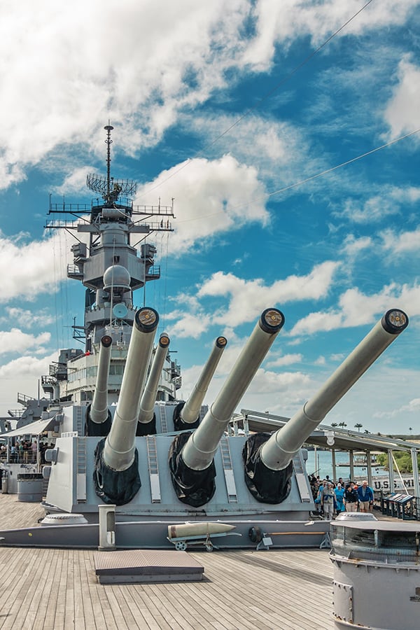 Cannons on the USS Missouri at Pearl Harbor