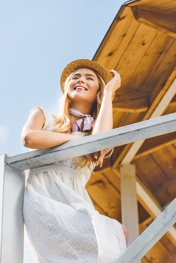 Girl on a lifeguard tower in Miami