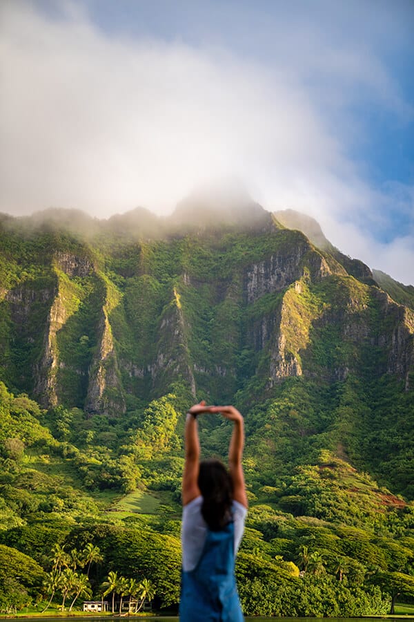 Girl at Pali Highway lookout (Oahu)