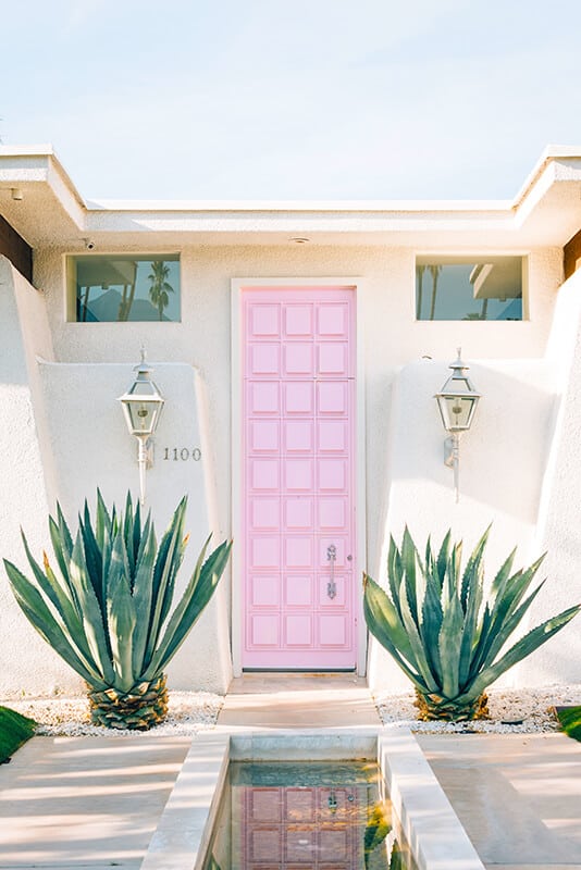 Pink door in Palm Springs