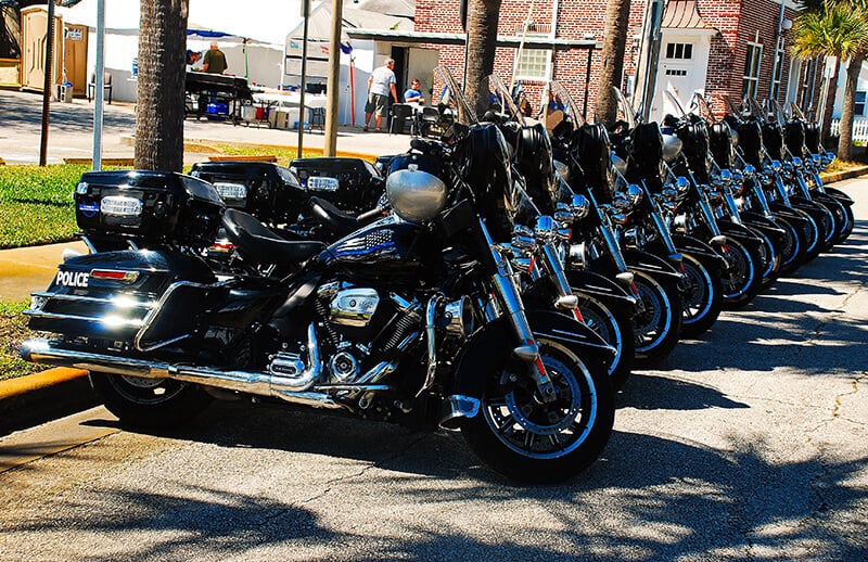 Police motorbikes at Daytona Bike Week (USA)
