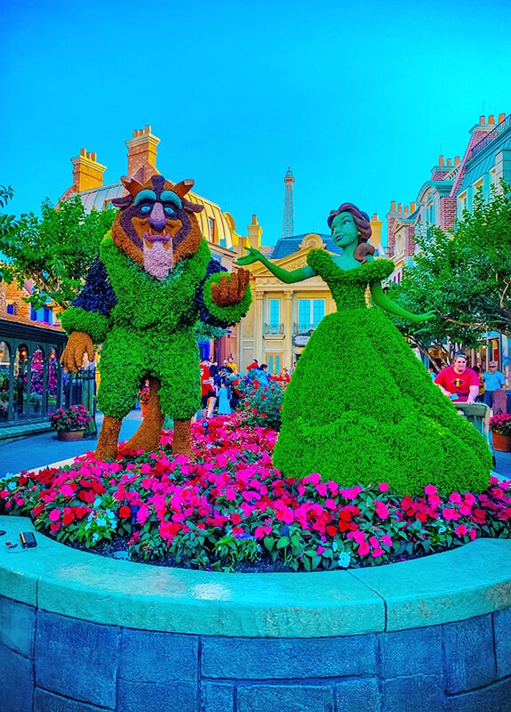 Beauty and the beast topiary at Epcot Orlando (USA)