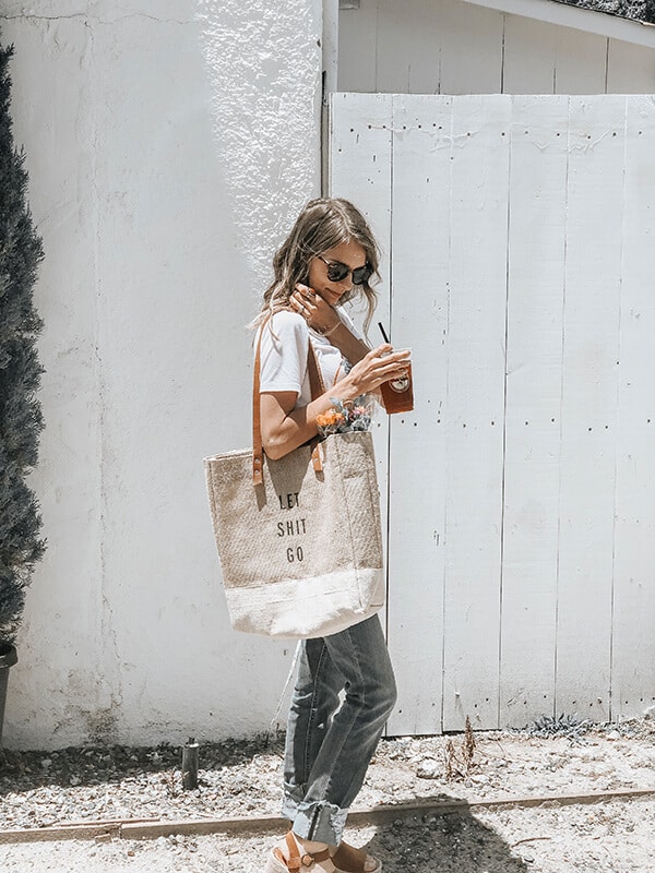 Girl carrying a tote bag