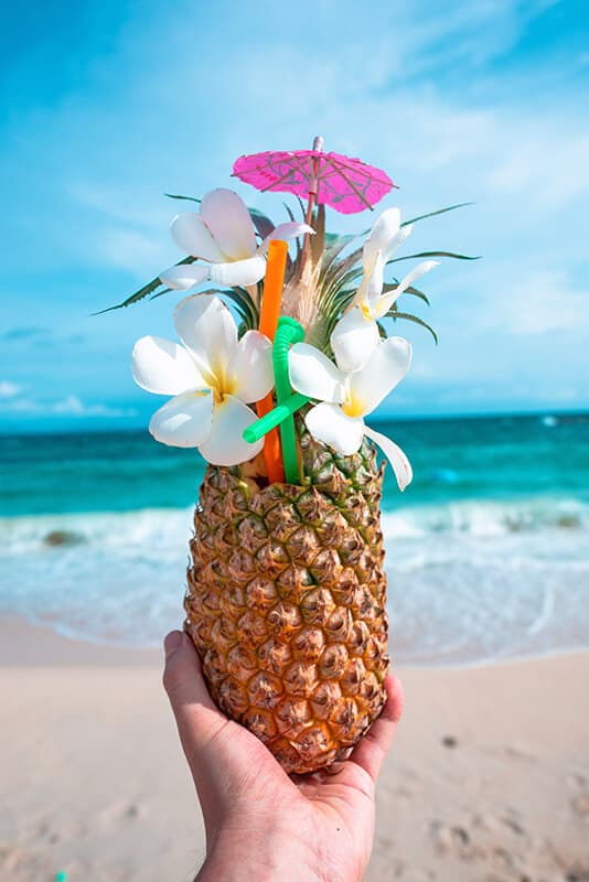 Pineapple and flowers cocktail