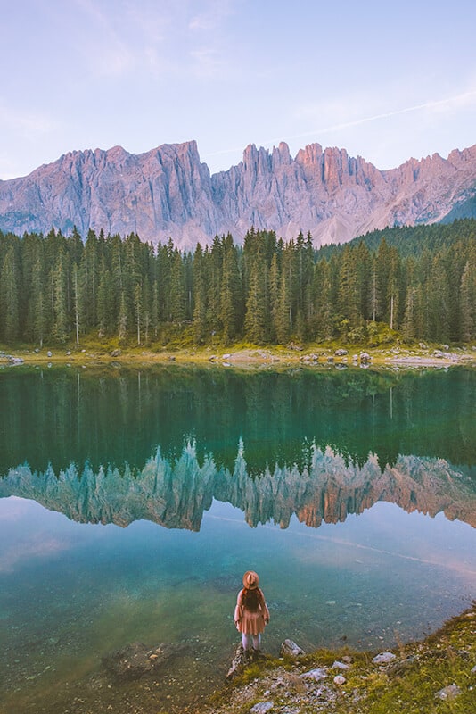 Scenic lake in the Dolomites (Italy)