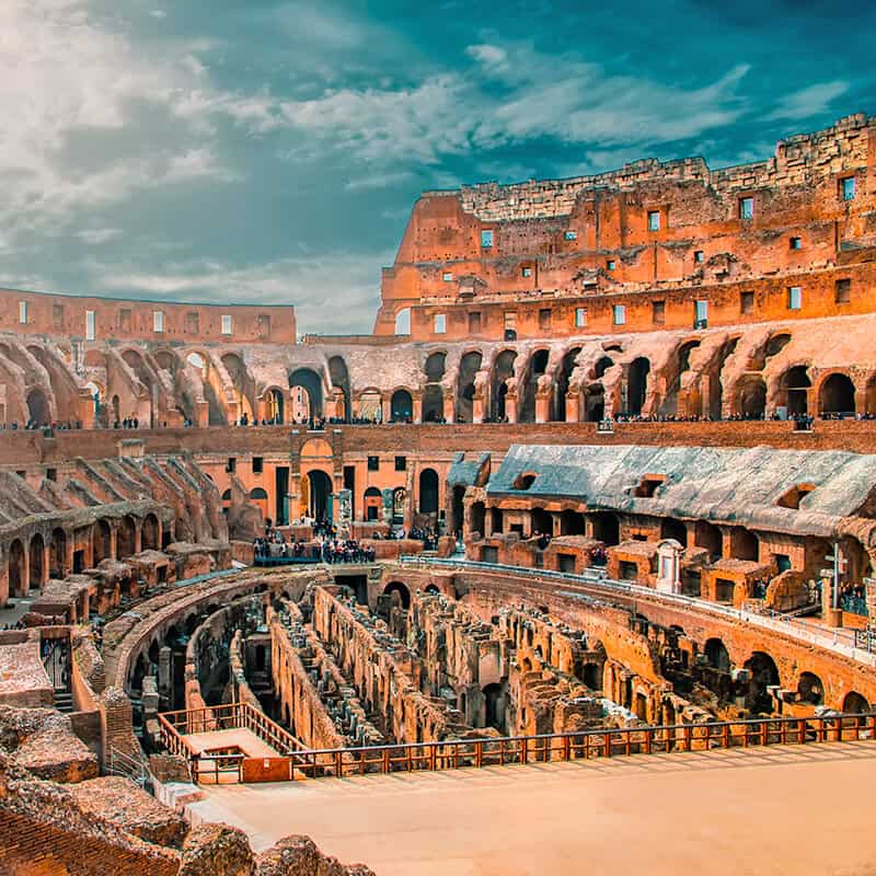 The inside of the Colosseum in Rome