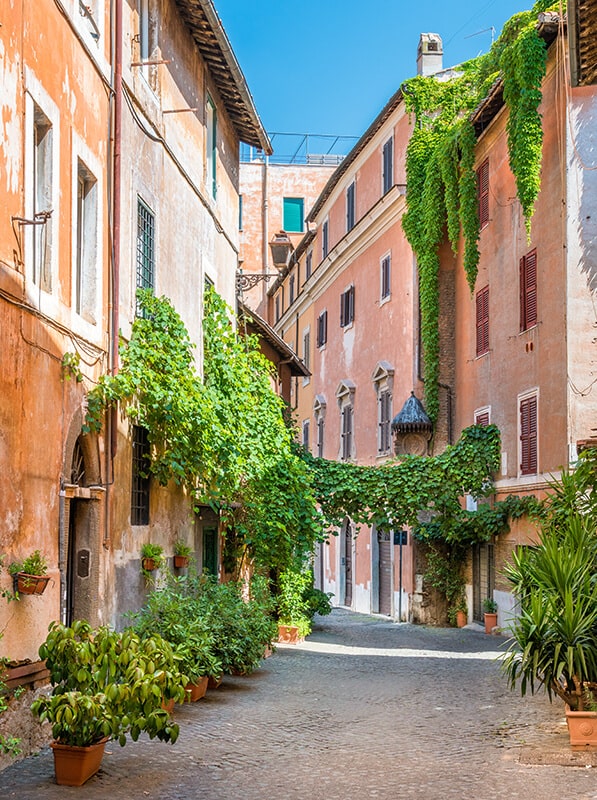 Romantic backstreet in Rome (Italy)