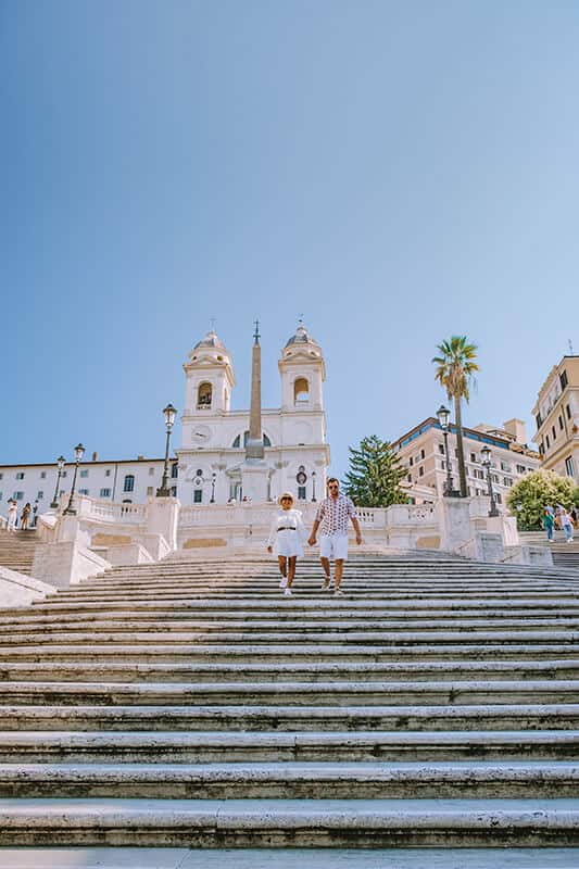Couple on the Spanish Steps in Rome (Italy)