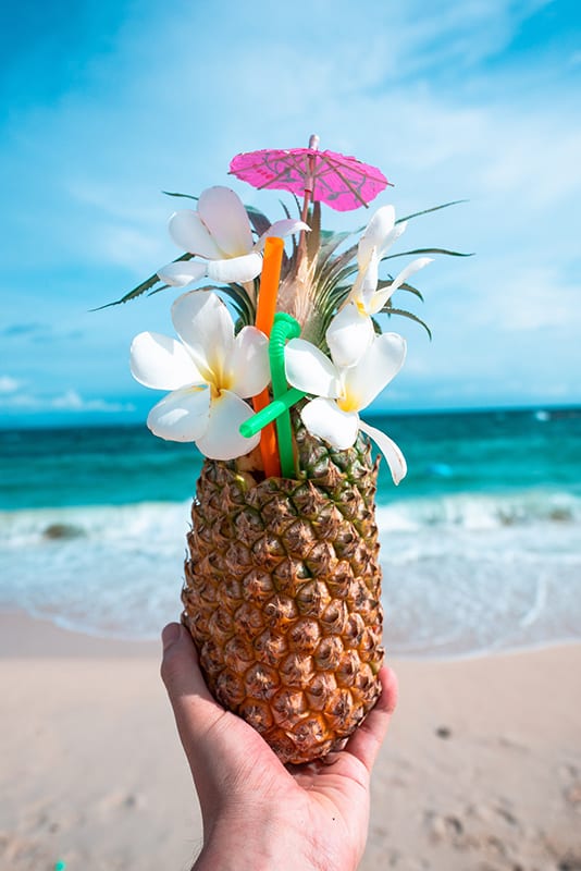 Pineapple cocktail on the beach