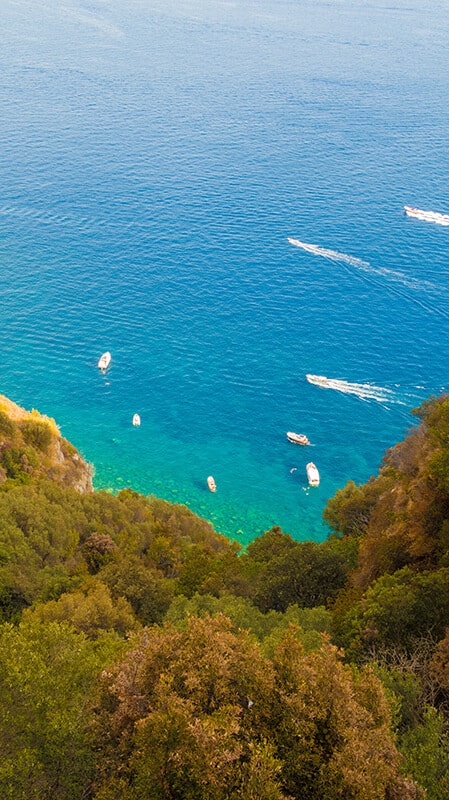 Boats cruising the Amalfi Coast