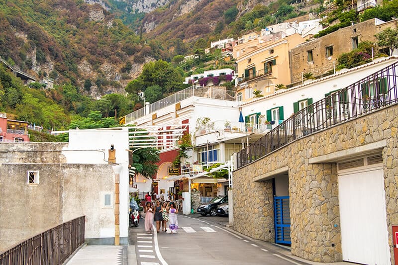 Girls walking in one of the vicoli in Positano