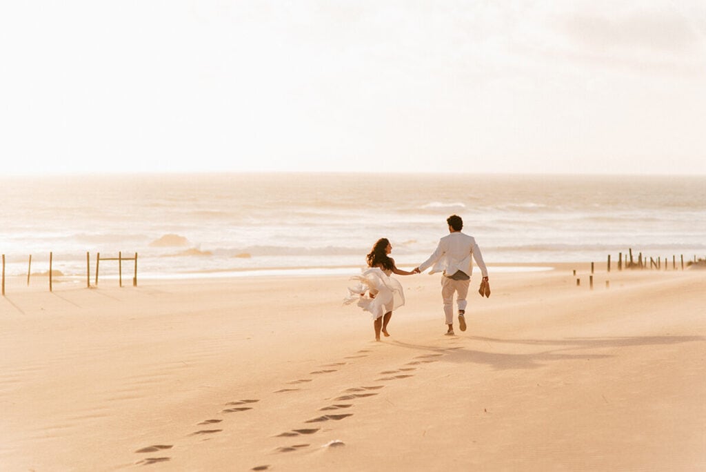 Couple walking on a beach in Florida