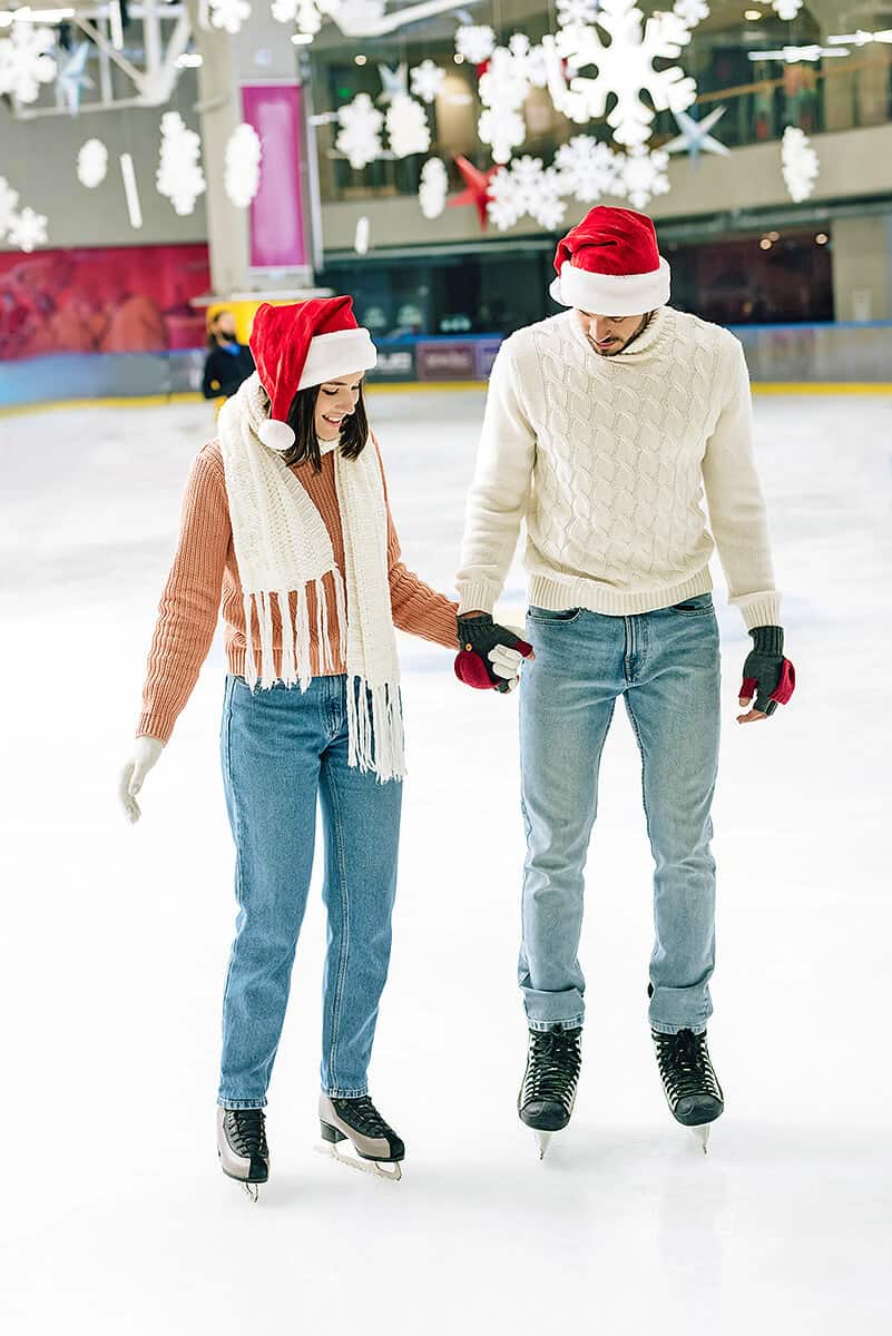 Couple ice skating in NYC