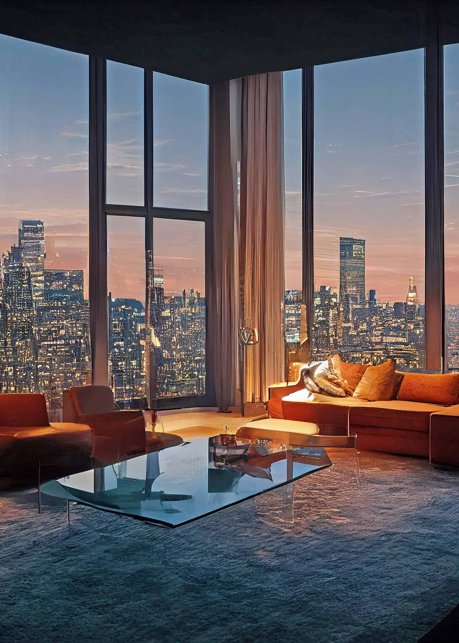 Luxury hotel view in NYC at night