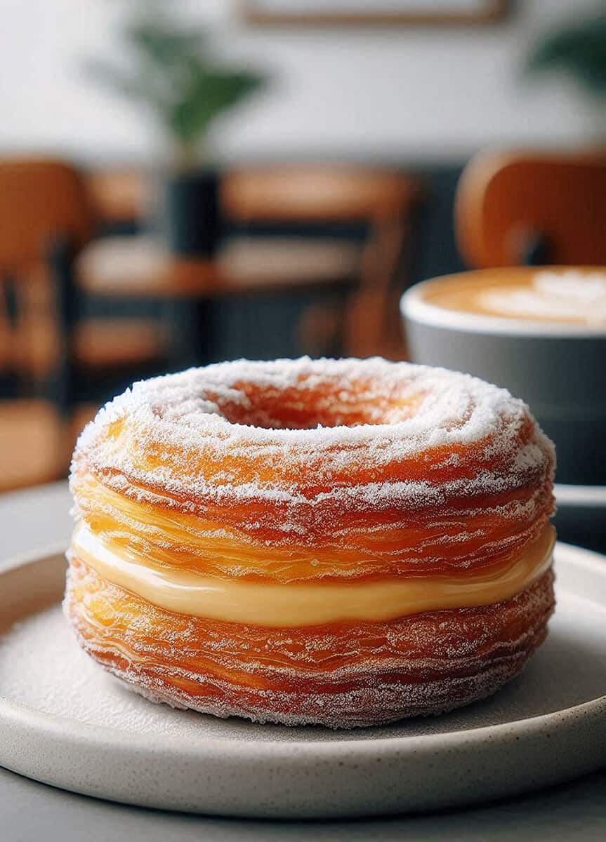 Puffy cronut with custard