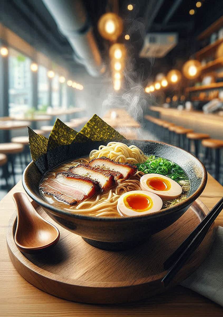 A bowl of ramen in a Brooklyn restaurant
