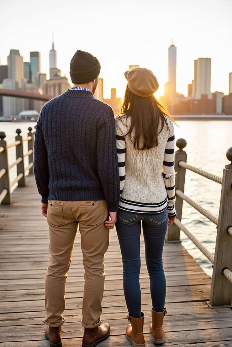 Man and woman on the pier in NYC