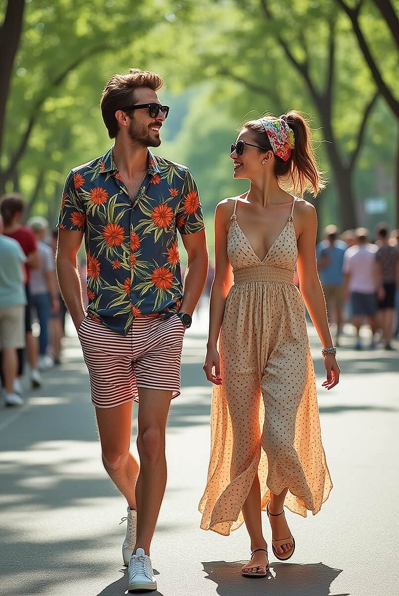 Young couple strolling through Central Park