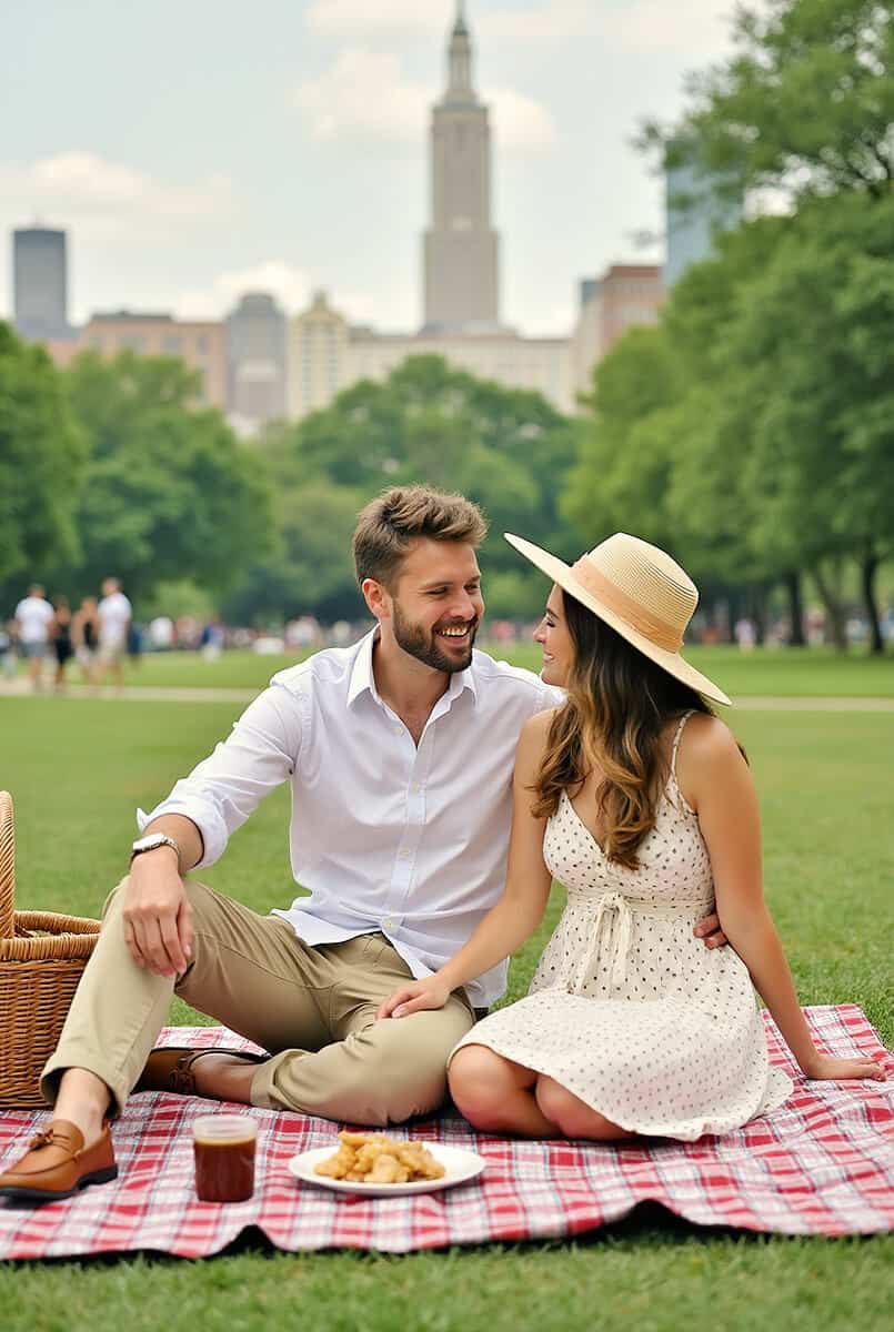 Couple having a picnic at Central Park