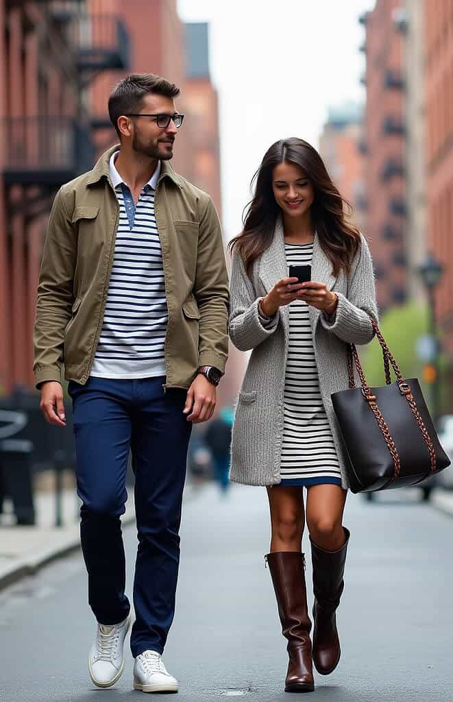 Man and woman walking in Brooklyn