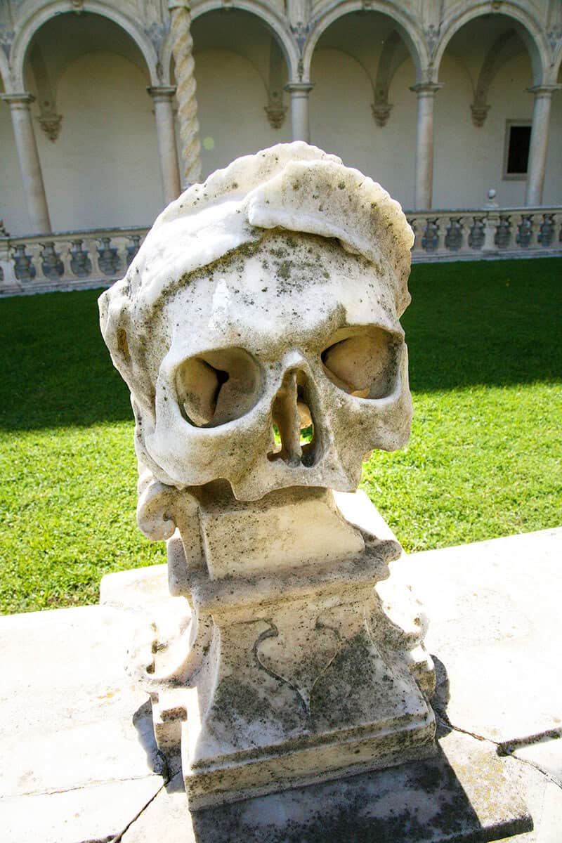 Skull with a tiara at Cimitero delle Fontanelle in Naples