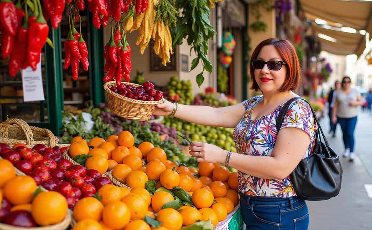 Dany at a local market in Naples, Italy