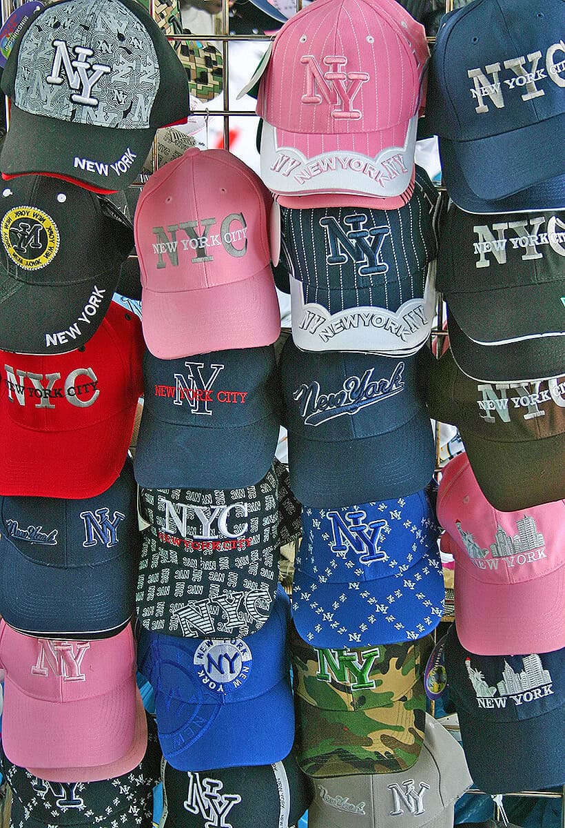 NYC souvenir hats at Grand Slam Store