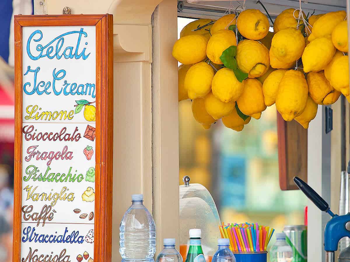 Lemon granita and gelati kiosk