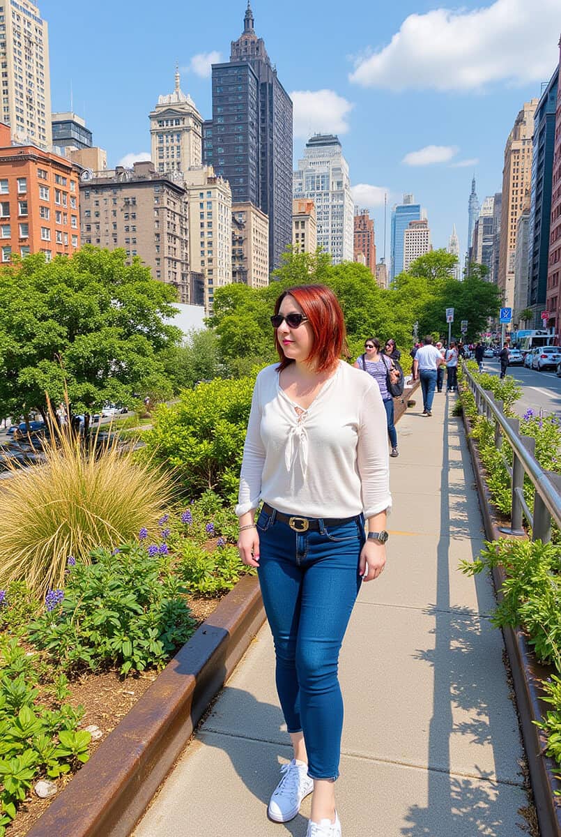 Dany walking on the High Line in July
