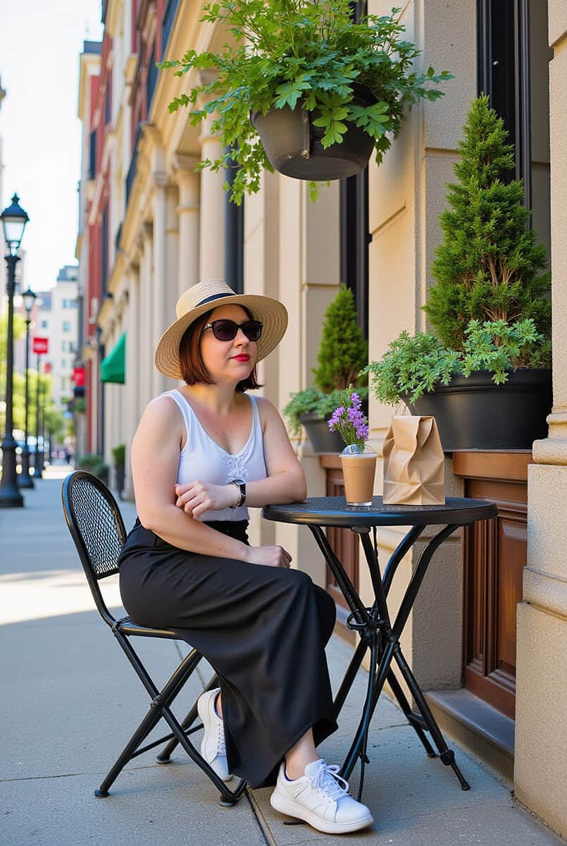 Dany sitting at a NYC cafe in the summertime