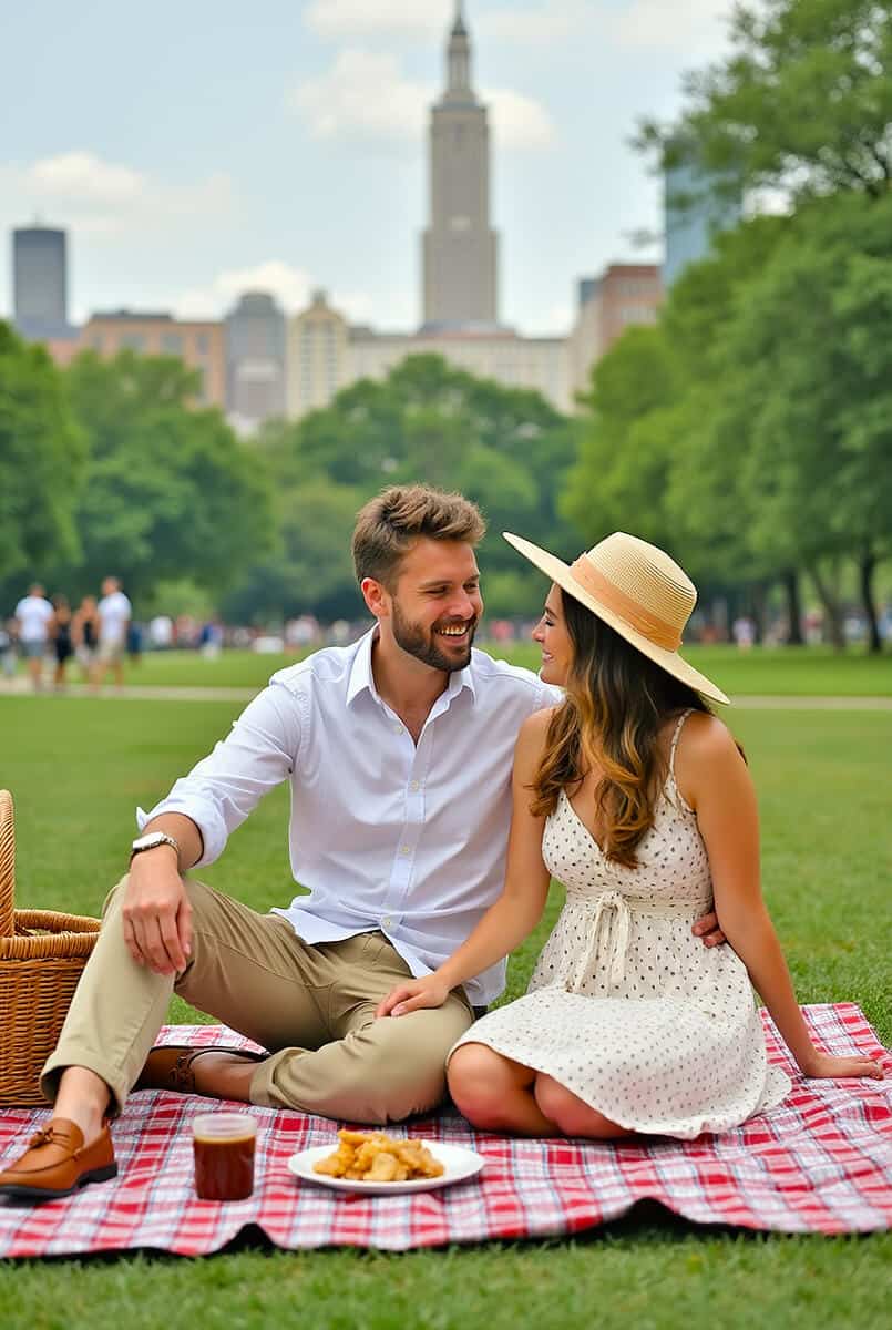 Couple having a picnic in Central Park