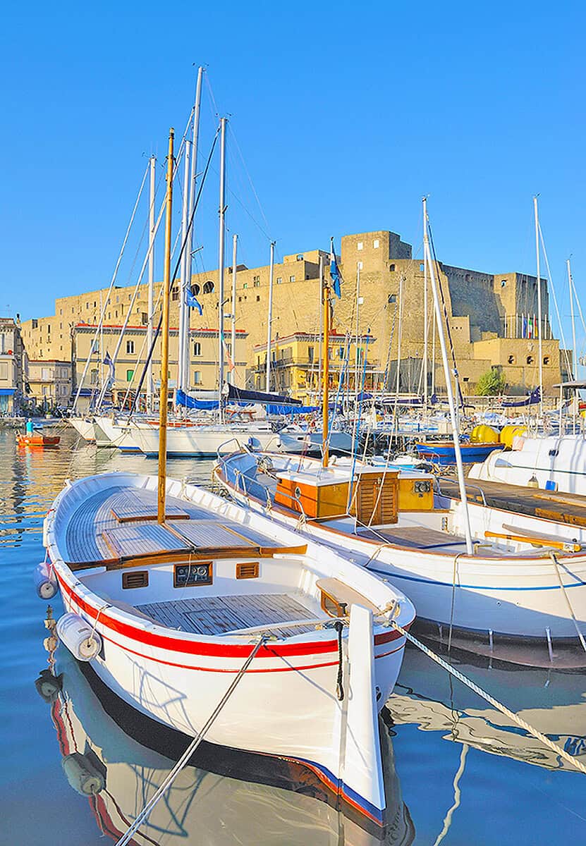Boats near Castel Dell'Ovo in Naples, Italy