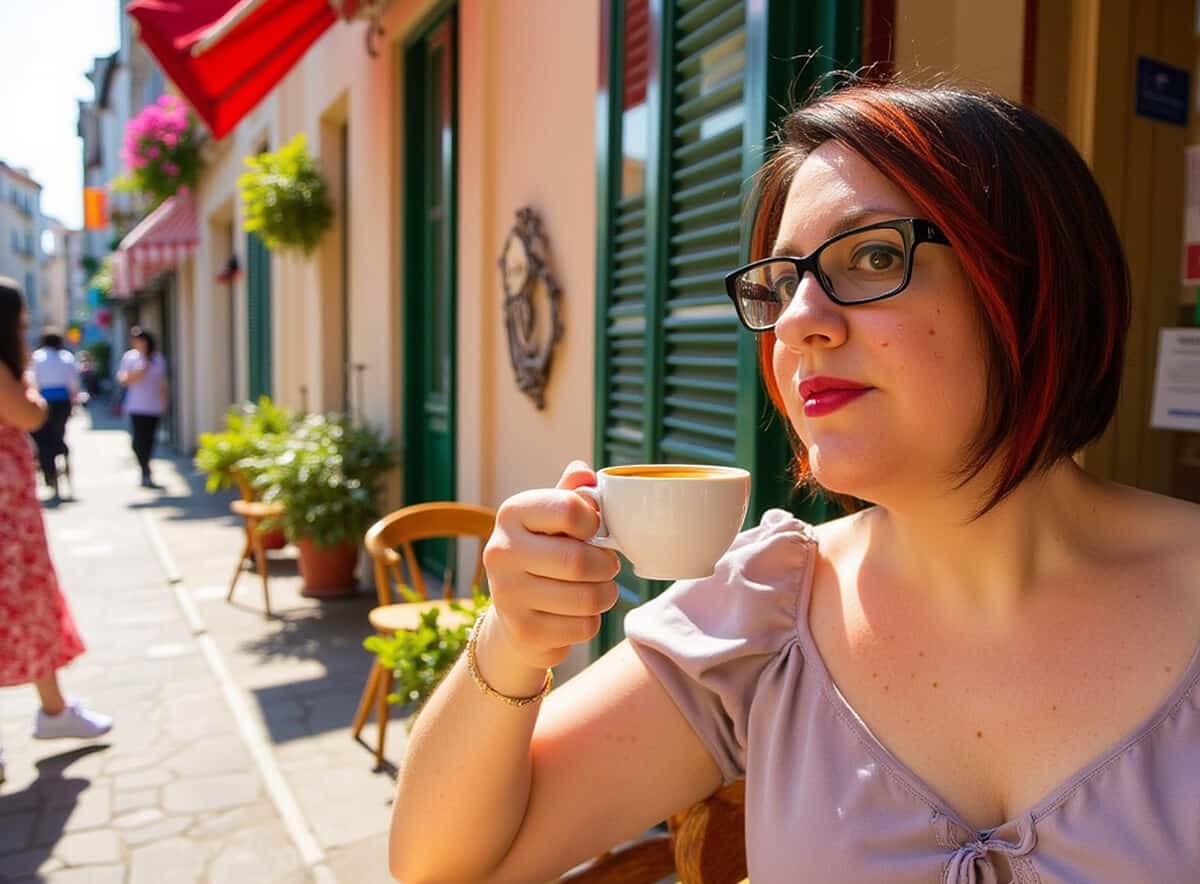 Dany drinking espresso in Naples